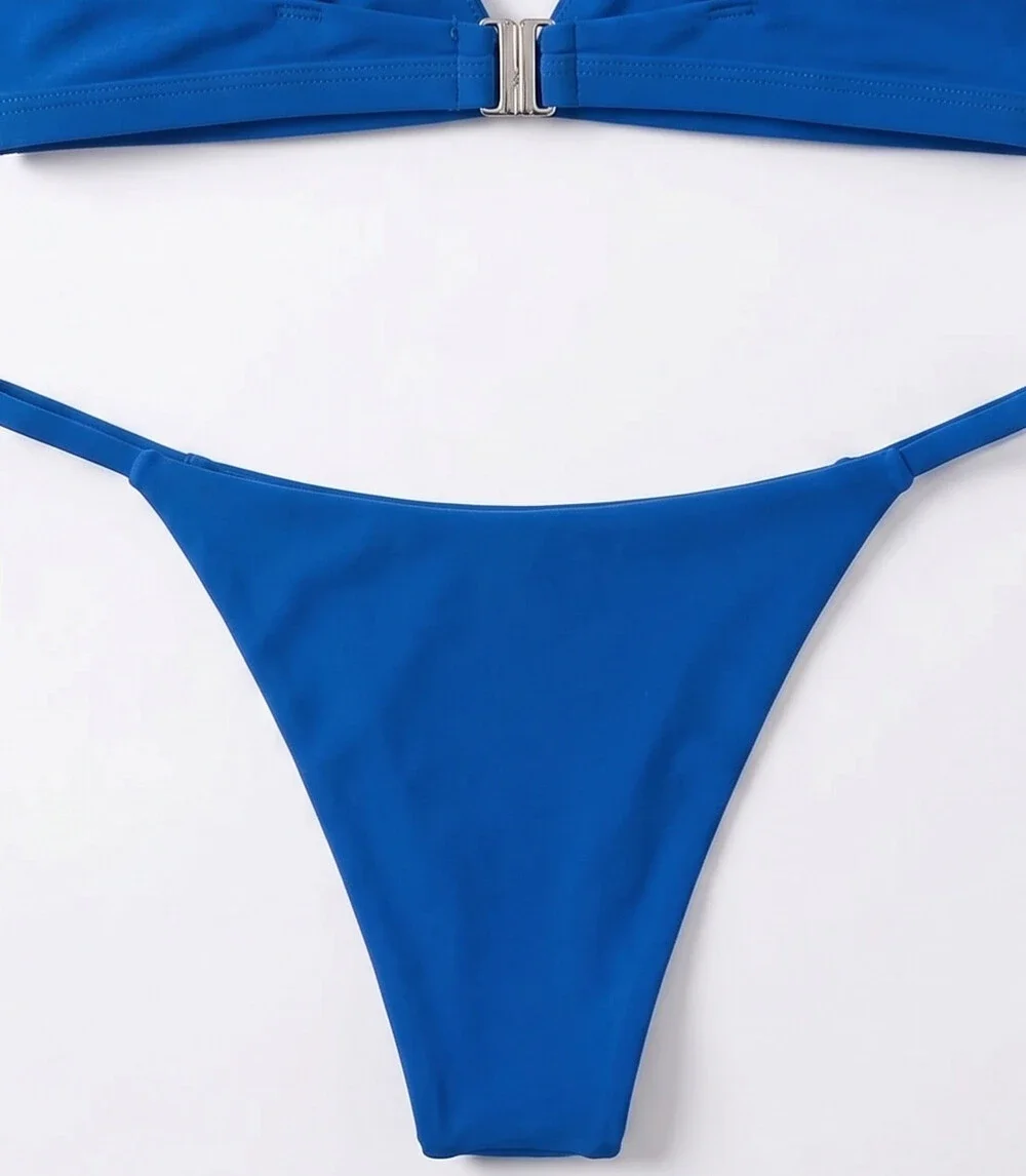 Jolefille Women's 2-Piece Thong Bikini Set – Peacock Blue, Size Small